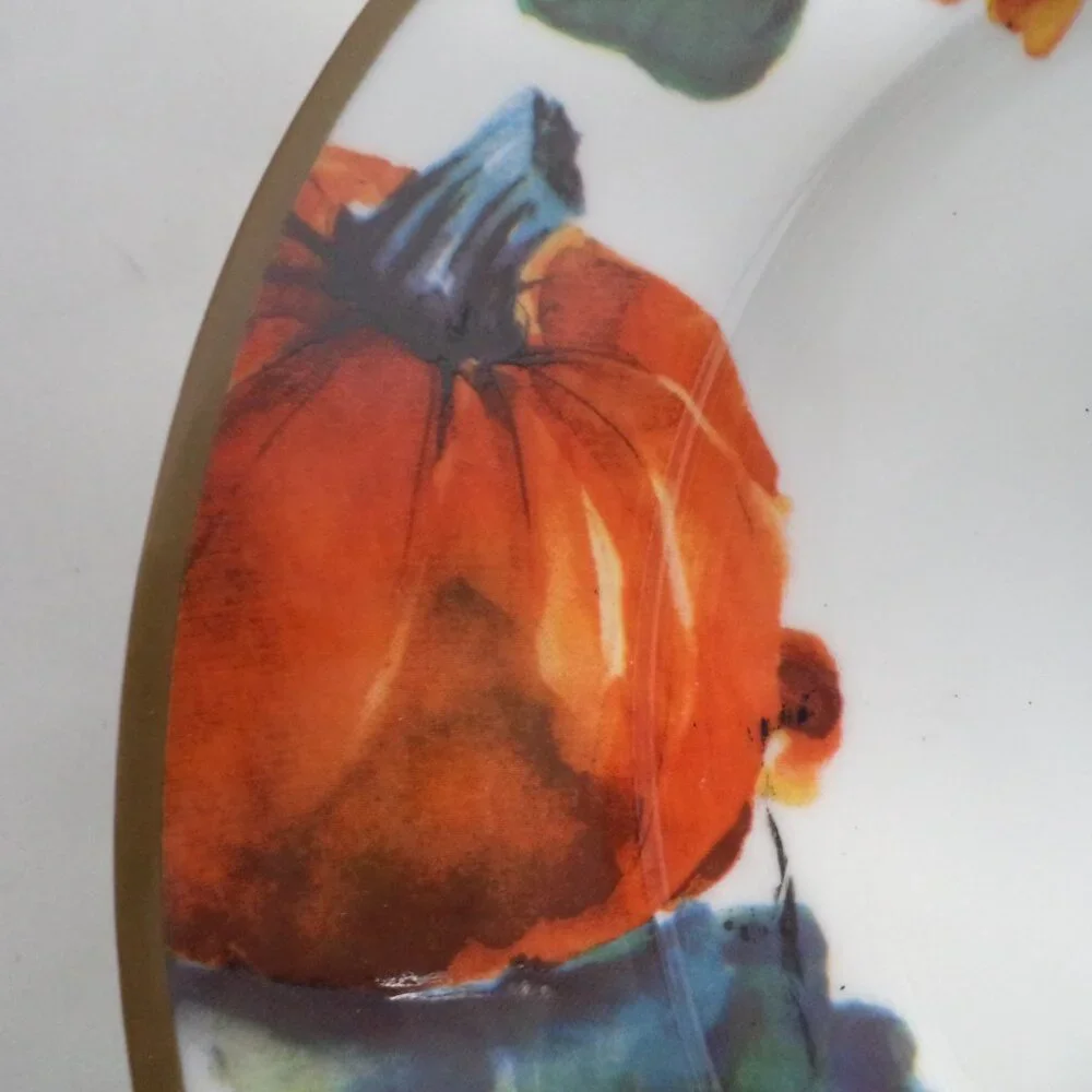 Ciroa Pumpkin Autumn Fall Thanksgiving Holiday Dinner Plate Set 6 Porcelain 11